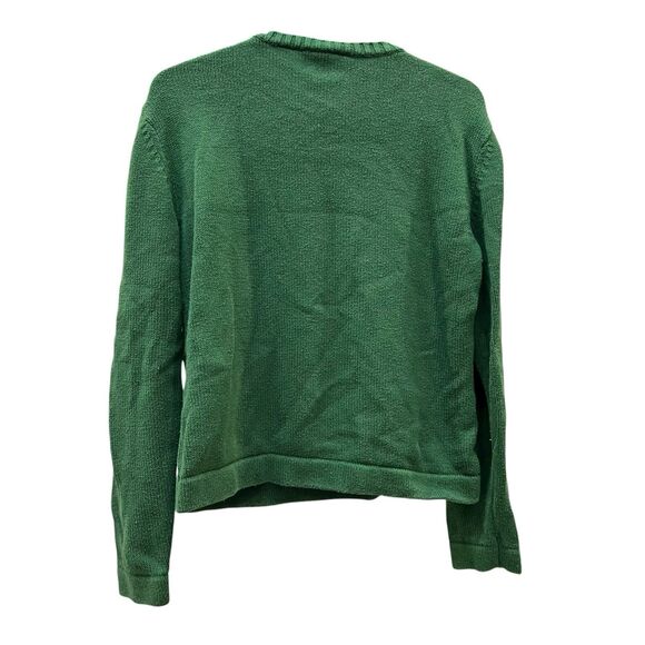 Vintage Liz Claiborne Reindeer Christmas Sweater Women’s S Green Knit Holiday - Picture 2 of 6